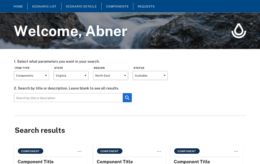 screenshot of USDA NRCS Home Screen for farmers